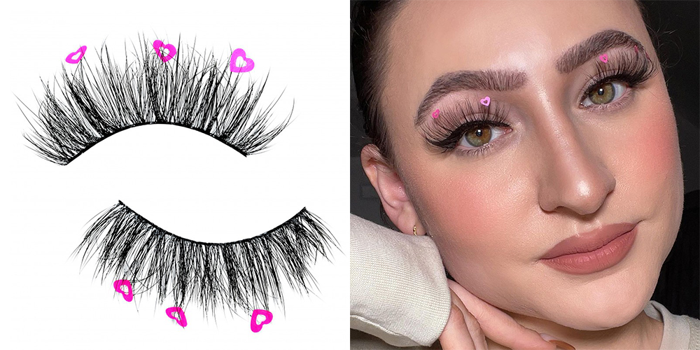 pink heart decal lashes